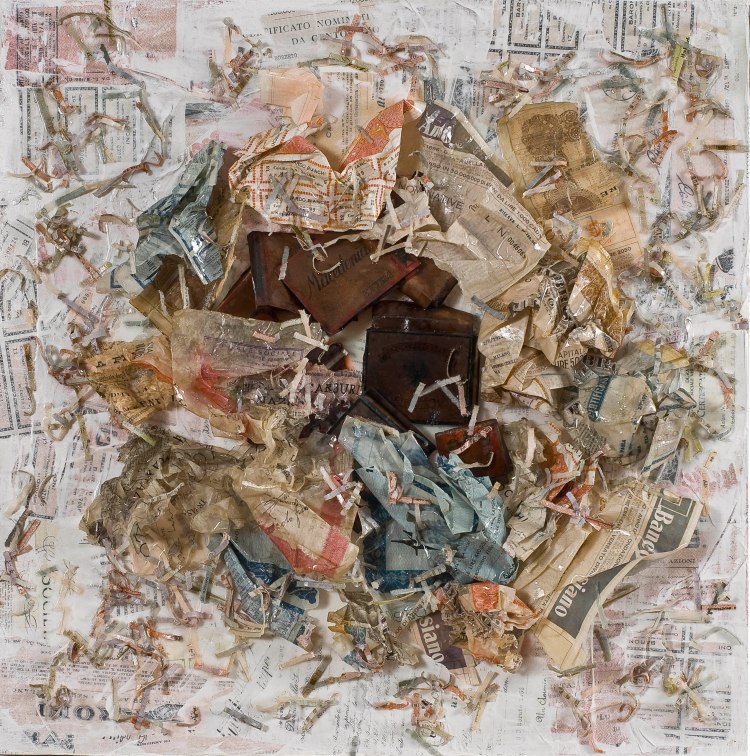 Carta straccia#3_tecnica mista resina su carta su tela 60x60